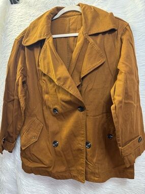 Classic Double-Breasted Women's Coat in Rust Brown